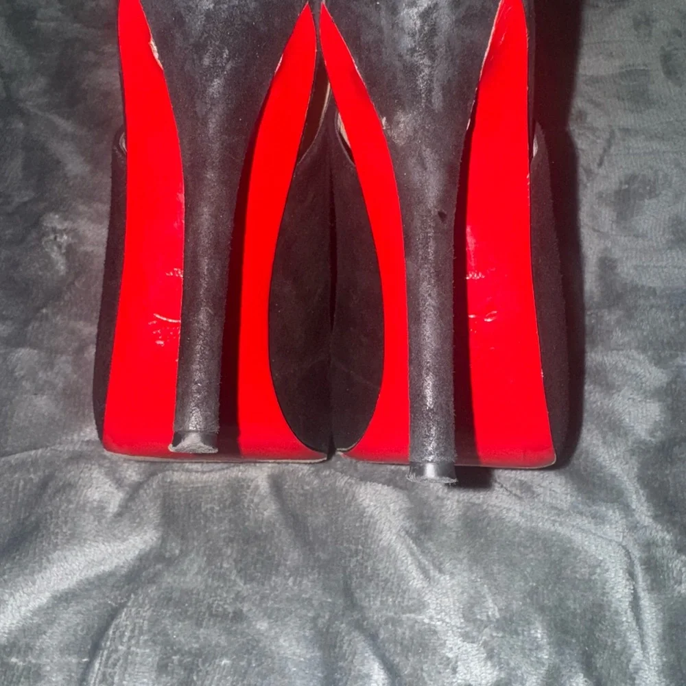 🔥AUTHENTIC!!🔥Christian Louboutin Elegant Black Open-Toe Lace-Up Boots - Picture 2 of 5